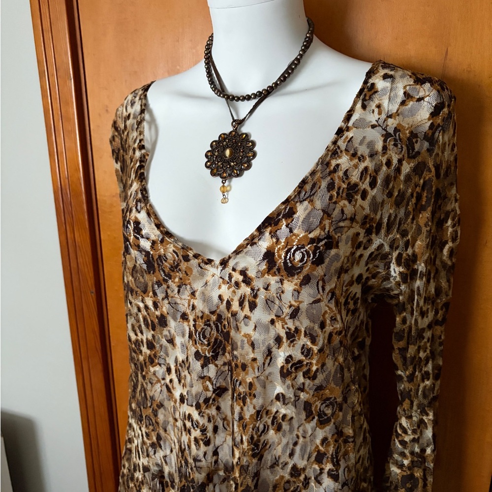 Brown Shear Leopard Print Dress/Top - Picture 9 of 9